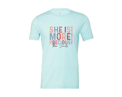 brand:Bella Canvas|color:Heather Ice Blue|Christian Quotes Mom Bible Verse Graphic T-Shirt