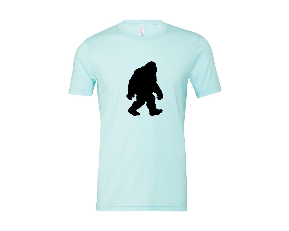 brand:Bella Canvas|color:Heather Ice Blue|Bigfoot Sasquatch Figure Design Graphic T-Shirt
