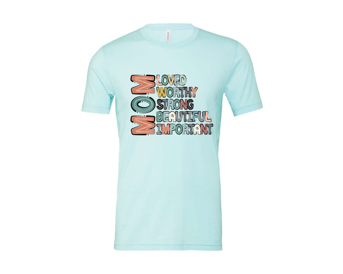 brand:Bella Canvas|color:Heather Ice Blue|Mom Mothers Day Design Graphic T-Shirt