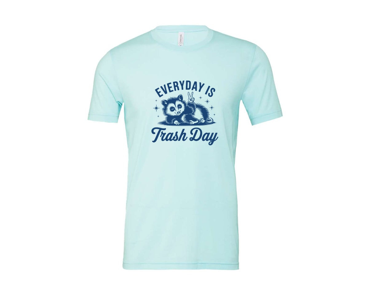 brand:Bella Canvas|color:Heather Ice Blue|Everyday Is Trash Day Design Graphic T-Shirt