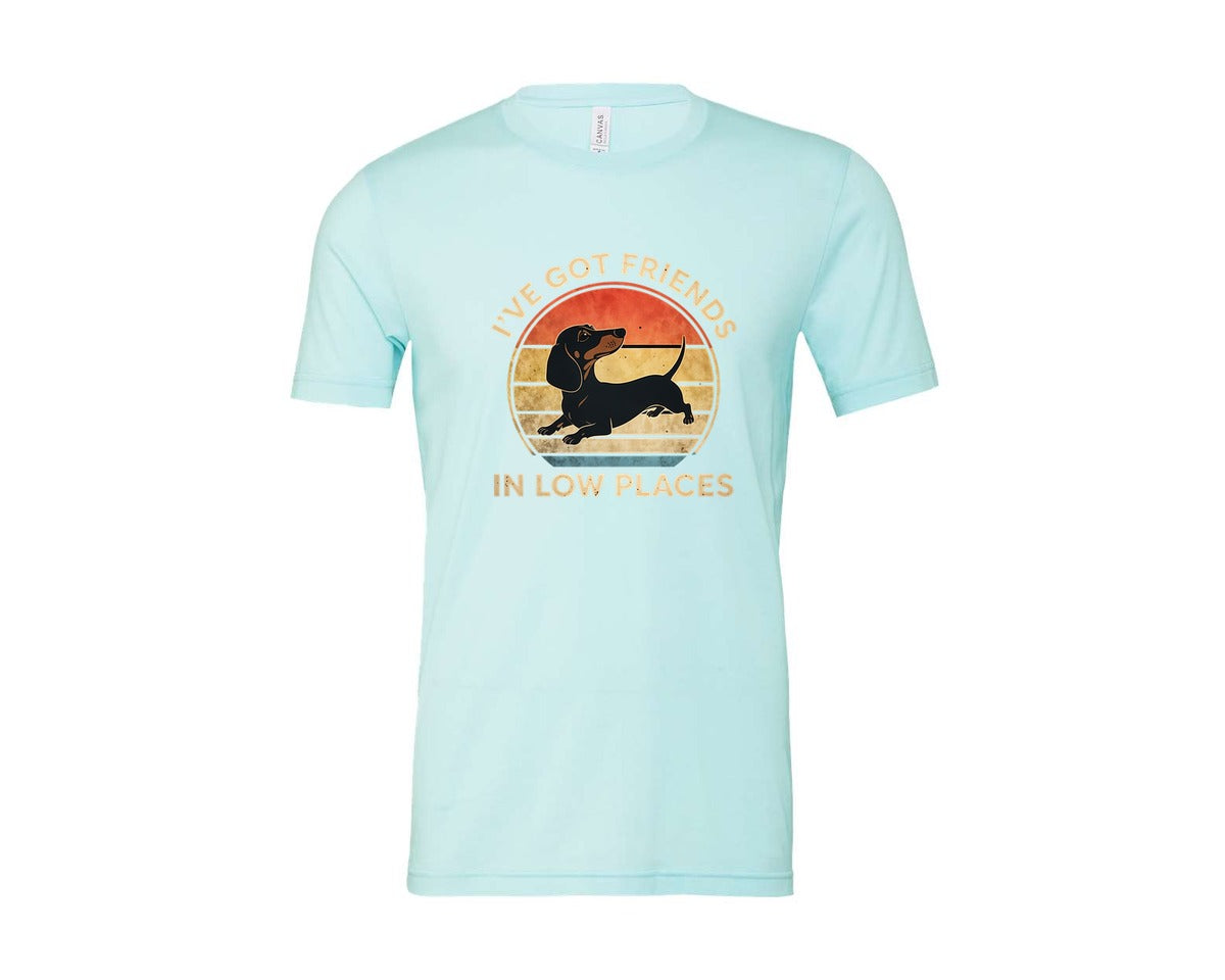 brand:Bella Canvas|color:Heather Ice Blue|Dachshund Ive Got Friends In Low Places 2 Graphic T-Shirt