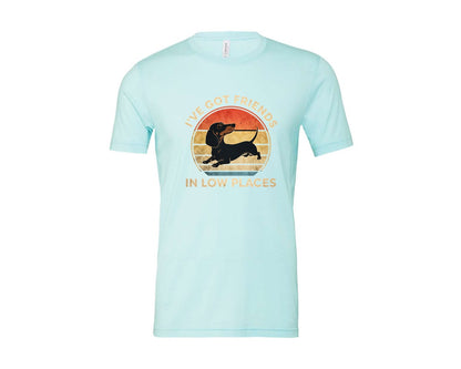 brand:Bella Canvas|color:Heather Ice Blue|Dachshund Ive Got Friends In Low Places 2 Graphic T-Shirt