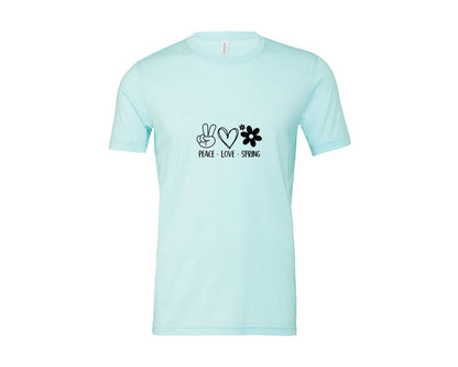 brand:Bella Canvas|color:Heather Ice Blue|Peace Love Spring 4 Graphic T-Shirt
