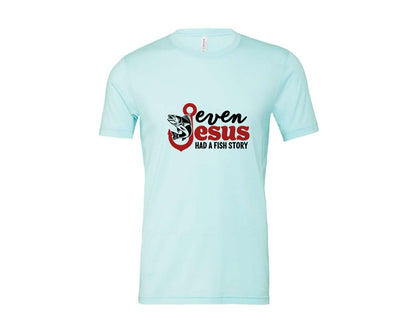 brand:Bella Canvas|color:Heather Ice Blue|Even Jesus Had A Fish Story 3 Graphic T-Shirt