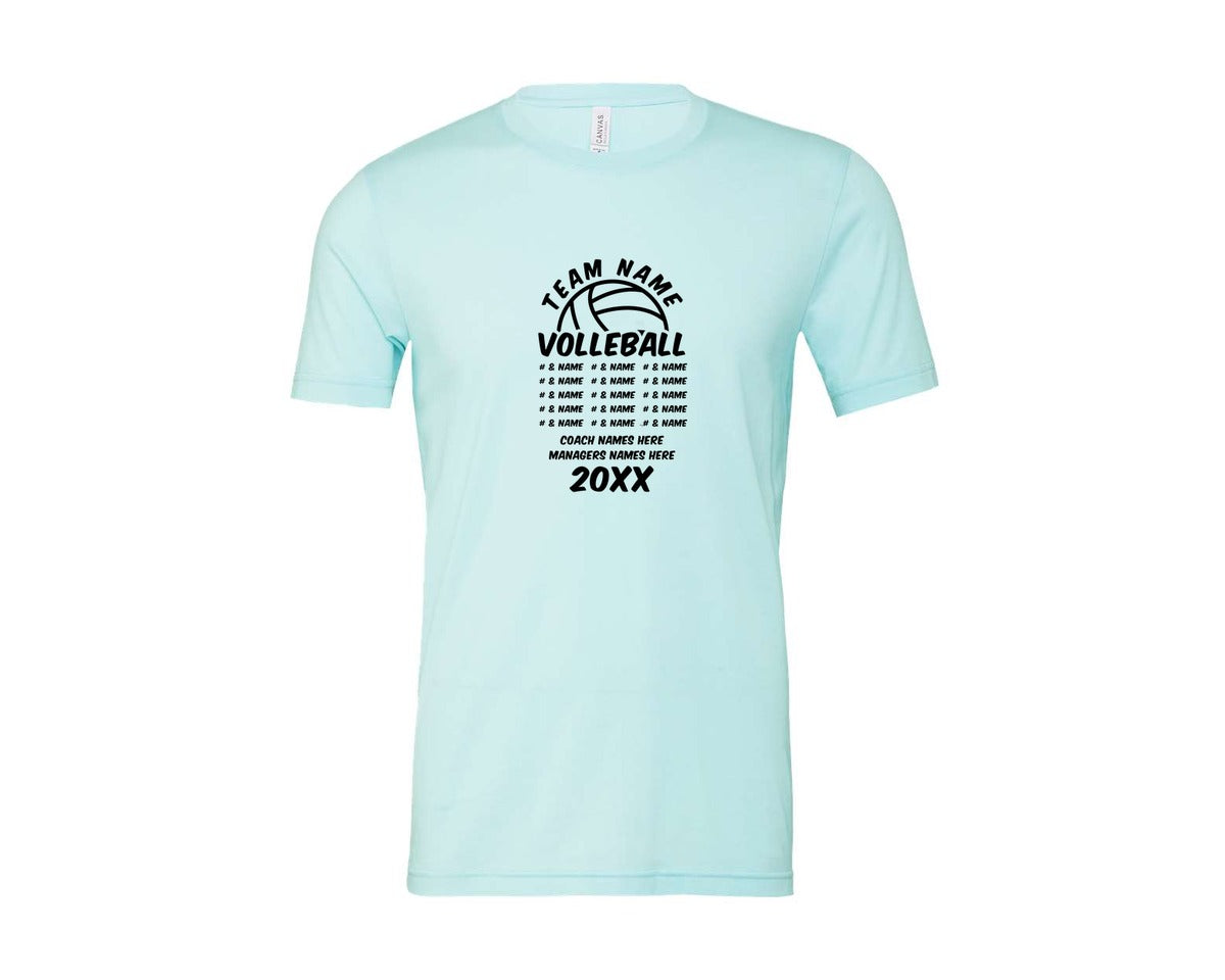 brand:Bella Canvas|color:Heather Ice Blue|Volleyball Team Volleyball Team Graphic T-Shirt