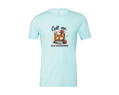 brand:Bella Canvas|color:Heather Ice Blue|Call Me Old Fashioned Retro Whiskey 2 Graphic T-Shirt