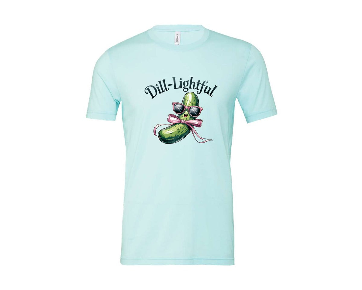 brand:Bella Canvas|color:Heather Ice Blue|Dill Lightful Funny Pickle 2 Graphic T-Shirt