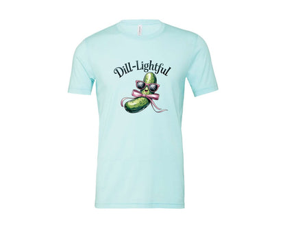 brand:Bella Canvas|color:Heather Ice Blue|Dill Lightful Funny Pickle 2 Graphic T-Shirt