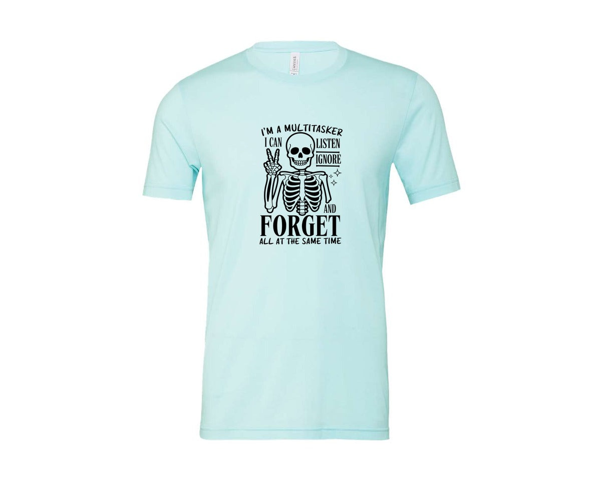 brand:Bella Canvas|color:Heather Ice Blue|Im A Multitasker Office Humor Graphic T-Shirt