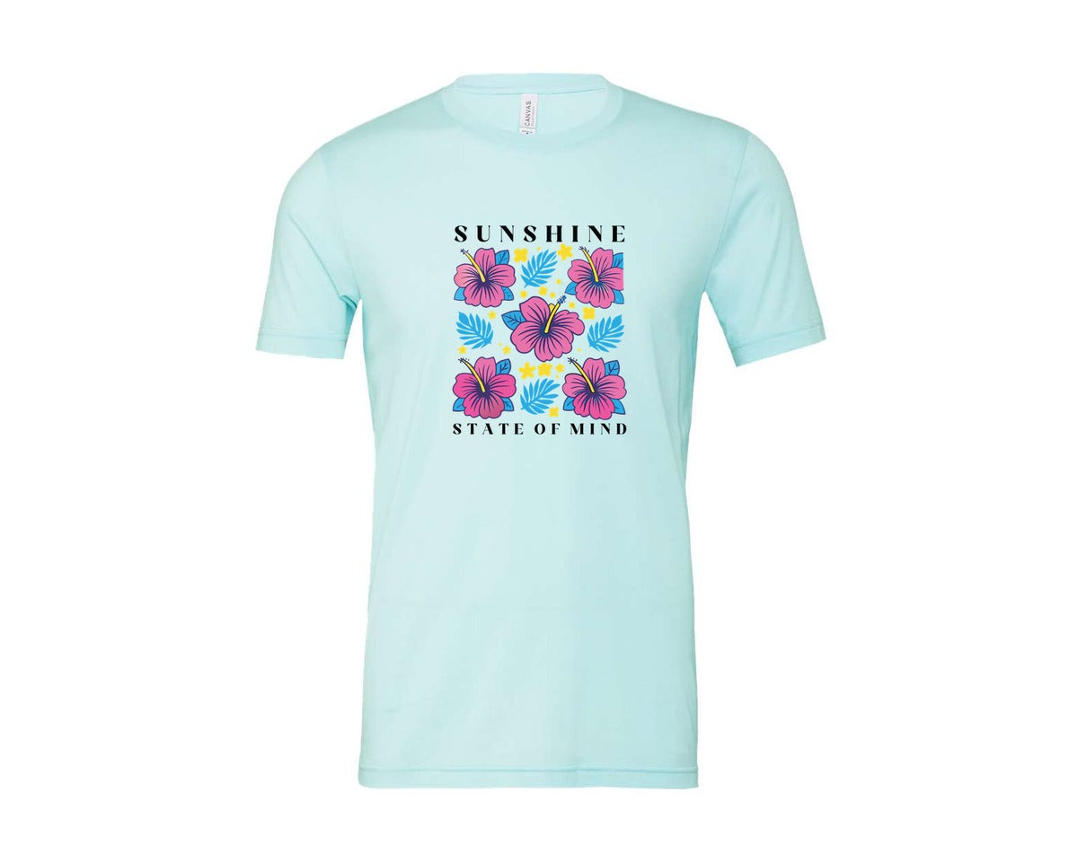 brand:Bella Canvas|color:Heather Ice Blue|Sunshine State Of Mind Summer Graphic T-Shirt
