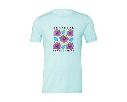 brand:Bella Canvas|color:Heather Ice Blue|Sunshine State Of Mind Summer Graphic T-Shirt