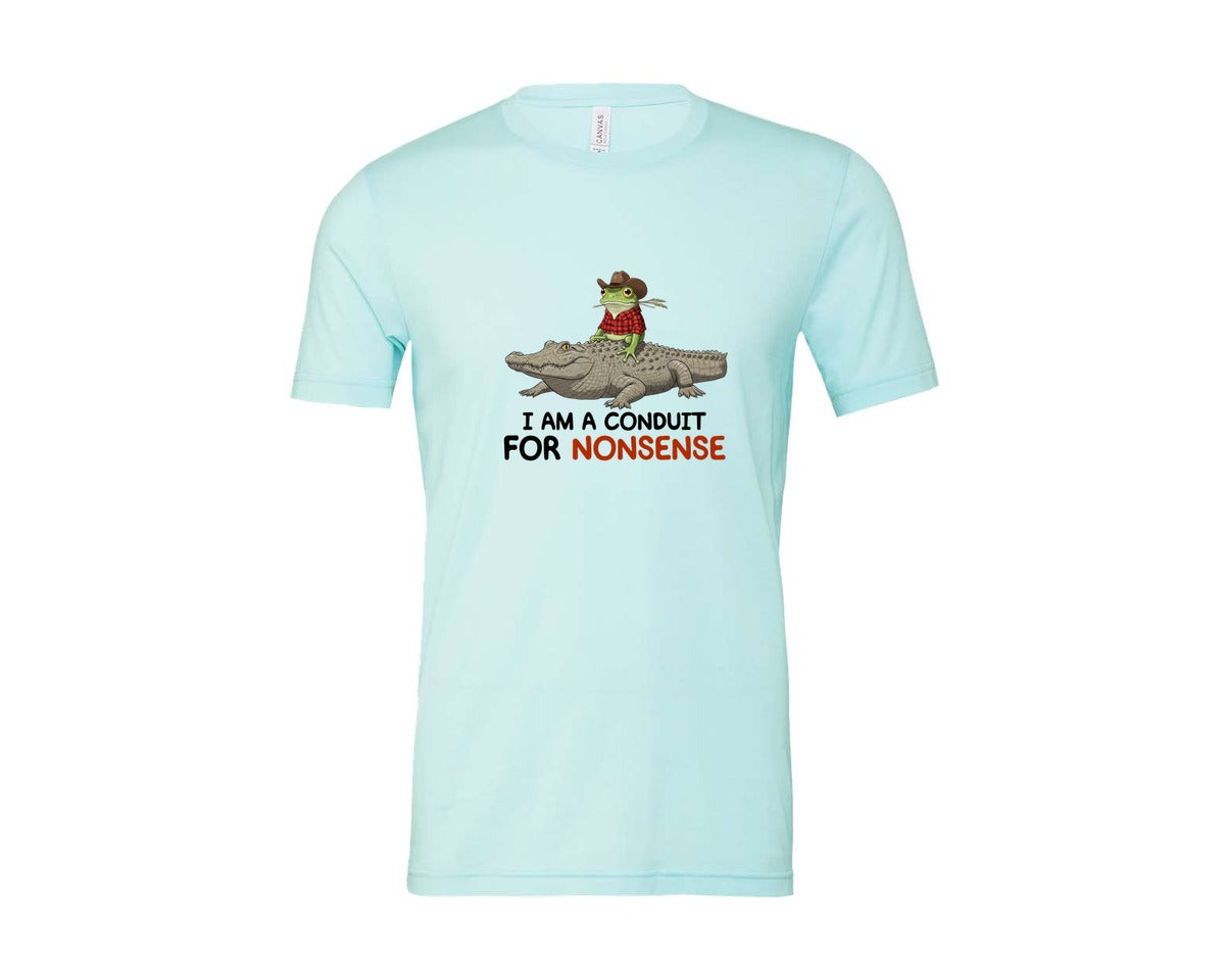 brand:Bella Canvas|color:Heather Ice Blue|I Am A Conduit For Nonsense Frog And All Graphic T-Shirt
