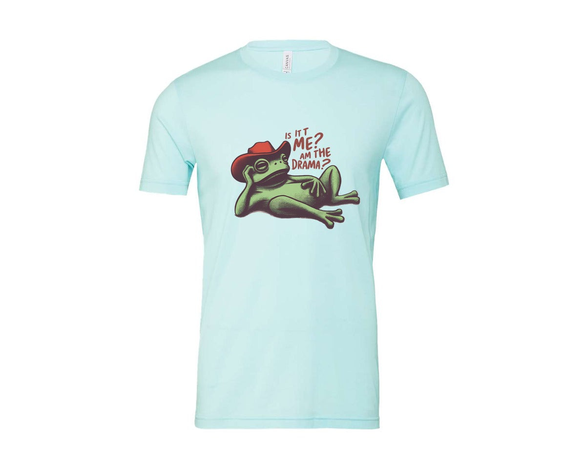 brand:Bella Canvas|color:Heather Ice Blue|Drama Frog Funny Cowboy Aesthetic Graphic T-Shirt