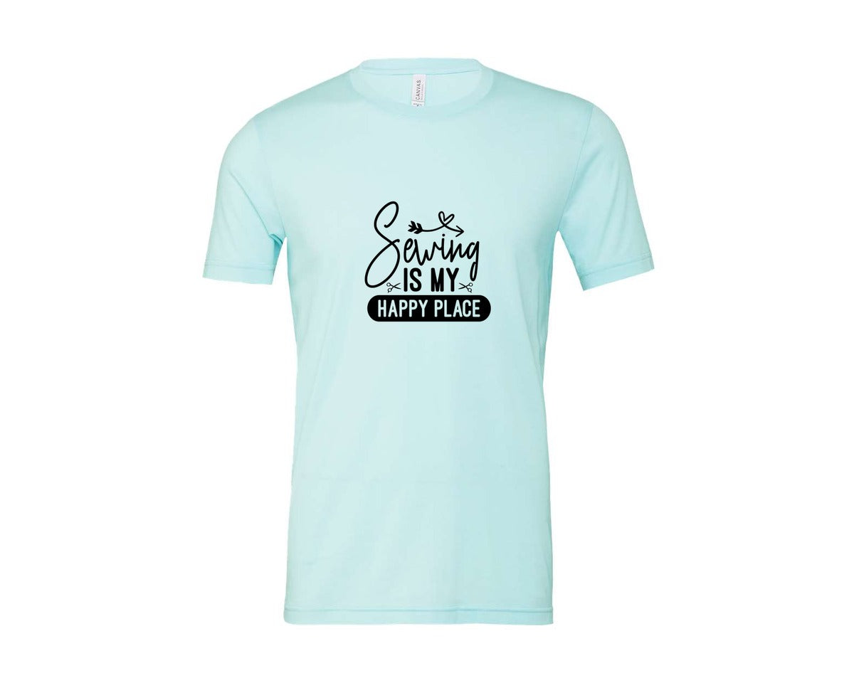 brand:Bella Canvas|color:Heather Ice Blue|Sewing Is My Happy Place 36 Graphic T-Shirt