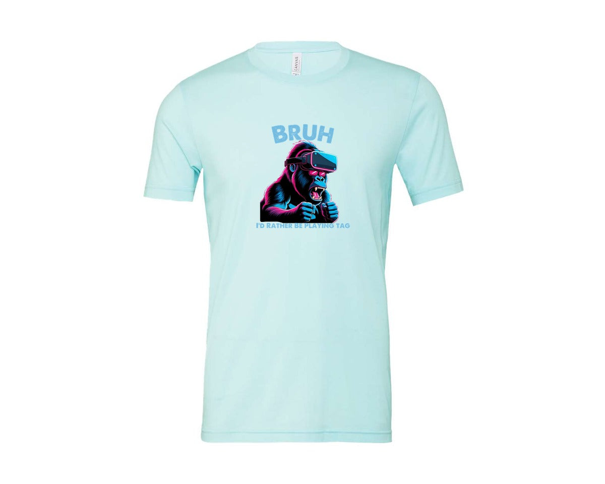 brand:Bella Canvas|color:Heather Ice Blue|Bruh Id Rather Be Playing Tag T Shirt Graphic T-Shirt