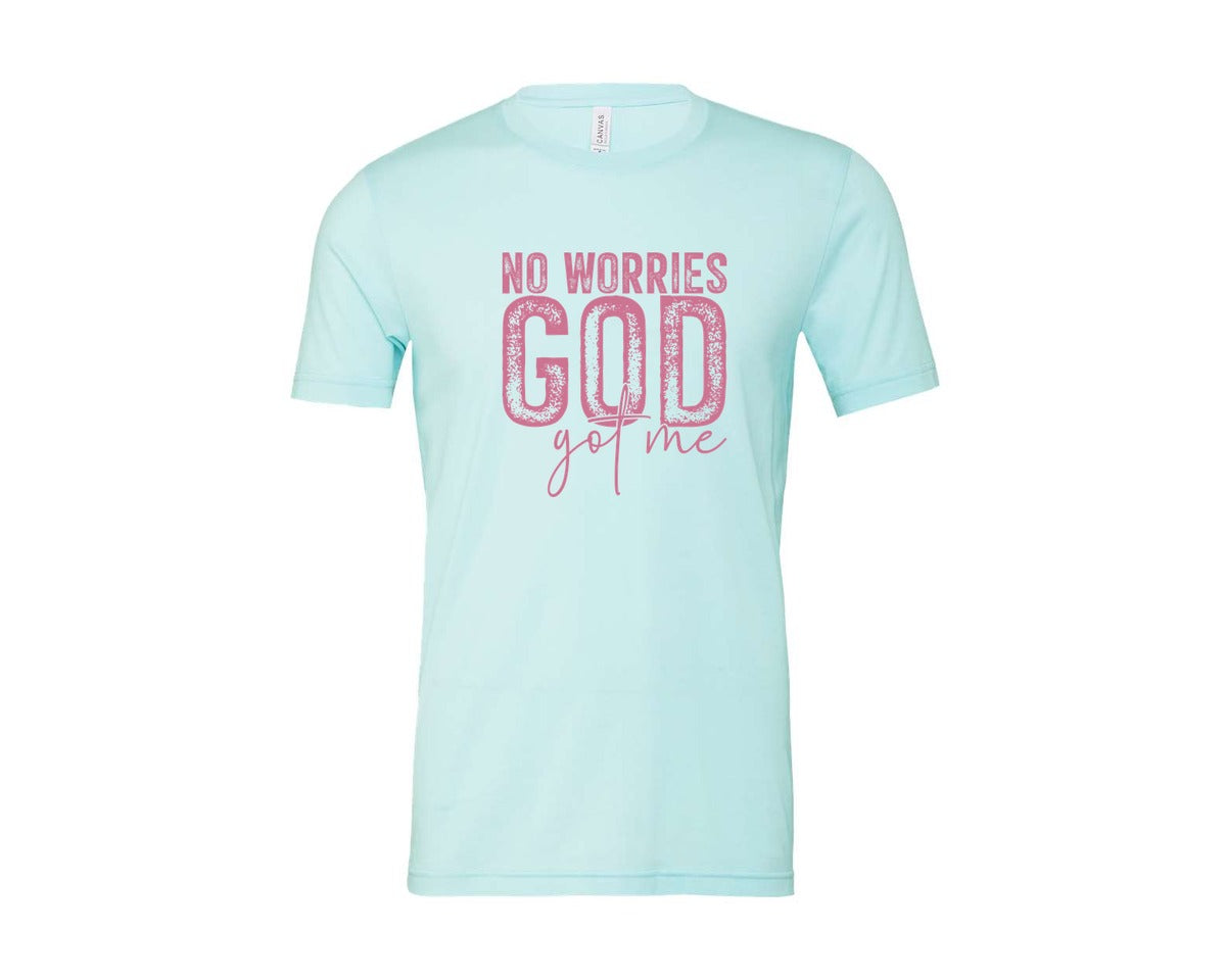 brand:Bella Canvas|color:Heather Ice Blue|Unafraidgod Got Me Christian Q Graphic T-Shirt
