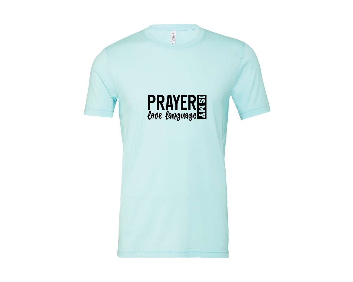 brand:Bella Canvas|color:Heather Ice Blue|Pray With Me Christian Front Back Graphic T-Shirt