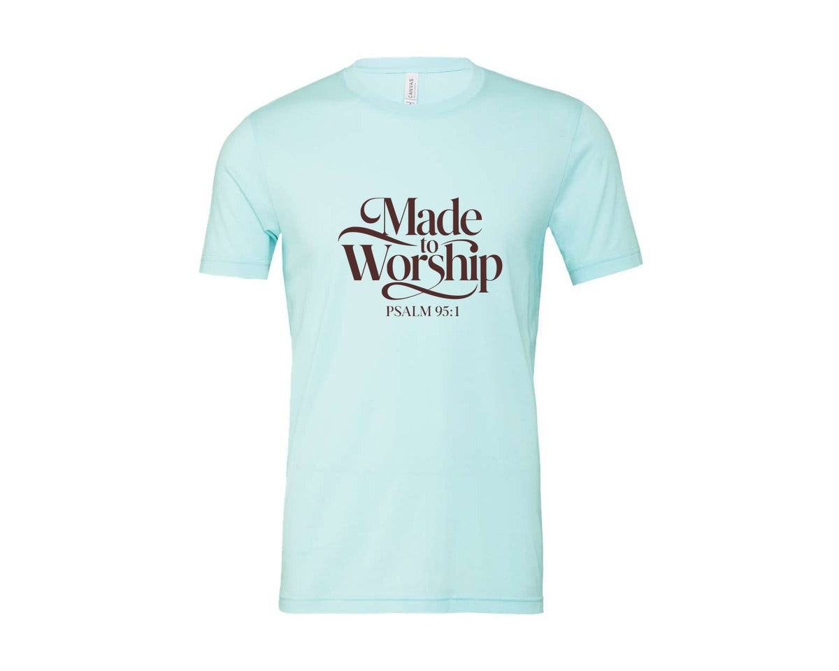 brand:Bella Canvas|color:Heather Ice Blue|Made To Worship Psalm 951 Design 3 Graphic T-Shirt