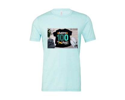 brand:Bella Canvas|color:Heather Ice Blue|100 Days Of School Shirt 10 Graphic T-Shirt