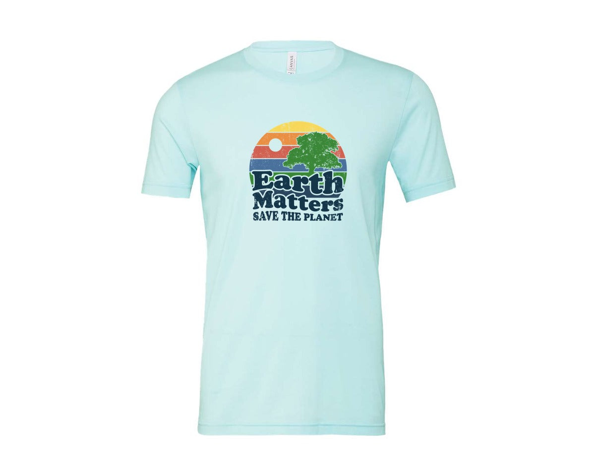 brand:Bella Canvas|color:Heather Ice Blue|Earth Matters Save The Planet T Shirt Graphic T-Shirt