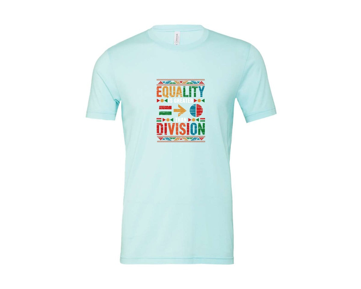 brand:Bella Canvas|color:Heather Ice Blue|Equality Is Greater Than Division 6 Graphic T-Shirt