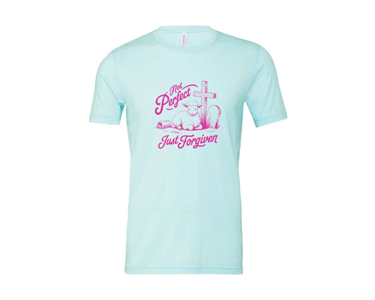 brand:Bella Canvas|color:Heather Ice Blue|Not Perfect Just Forgiven Design 18 Graphic T-Shirt