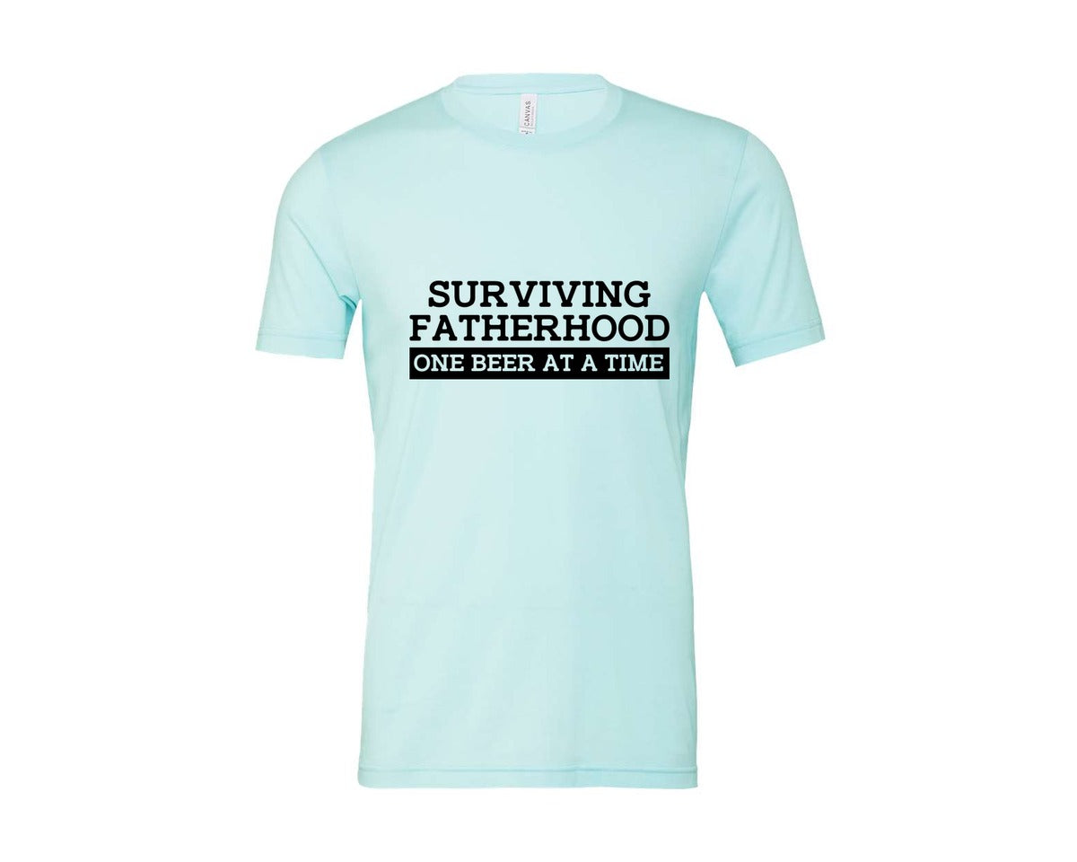 brand:Bella Canvas|color:Heather Ice Blue|Surviving Fatherhood Mens T Shirt Graphic T-Shirt