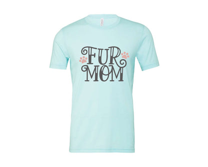 brand:Bella Canvas|color:Heather Ice Blue|Fur Mom Cute Crazy Cat Lady Quote 2 Graphic T-Shirt