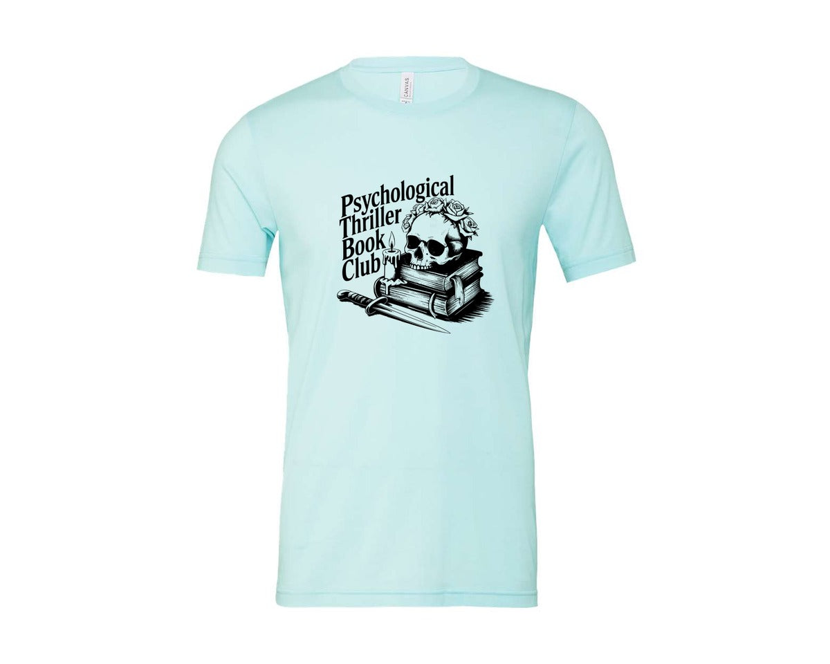brand:Bella Canvas|color:Heather Ice Blue|Psychological Thriller Book Club T S Graphic T-Shirt
