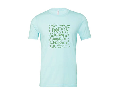brand:Bella Canvas|color:Heather Ice Blue|Not Lucky Simply Blessed Graphic T-Shirt