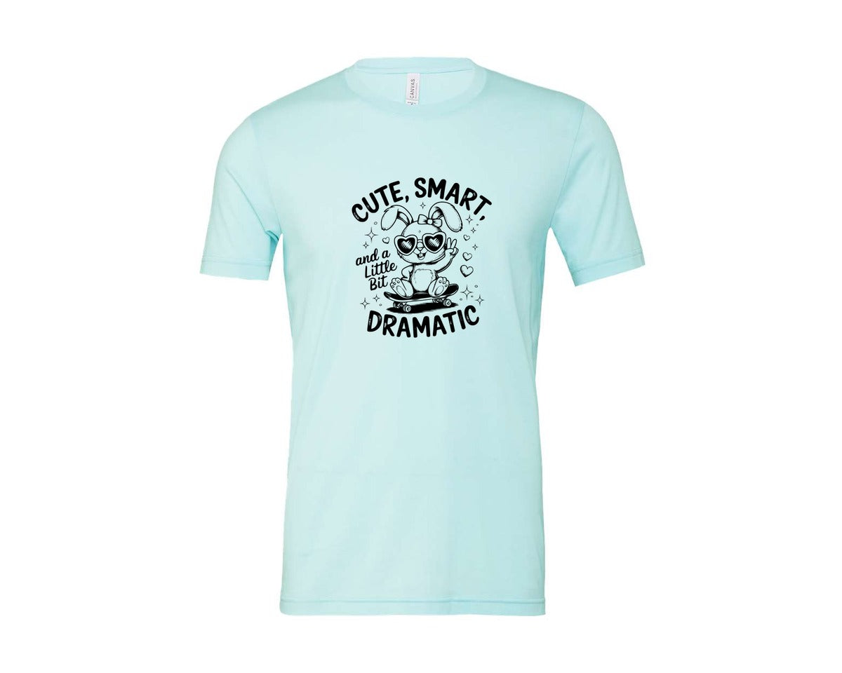 brand:Bella Canvas|color:Heather Ice Blue|Cute Smart And A Little Bit Dramatic T Graphic T-Shirt