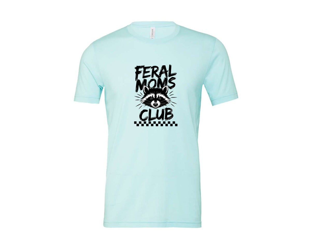brand:Bella Canvas|color:Heather Ice Blue|Feral Moms Club Mom Life Raccoon Graphic T-Shirt