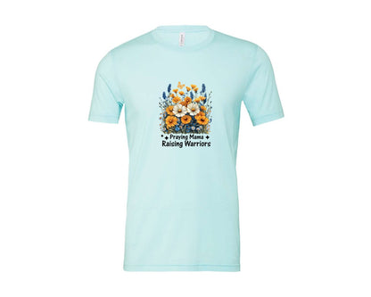 brand:Bella Canvas|color:Heather Ice Blue|Praying Mama Boho Floral Mama 2 Graphic T-Shirt