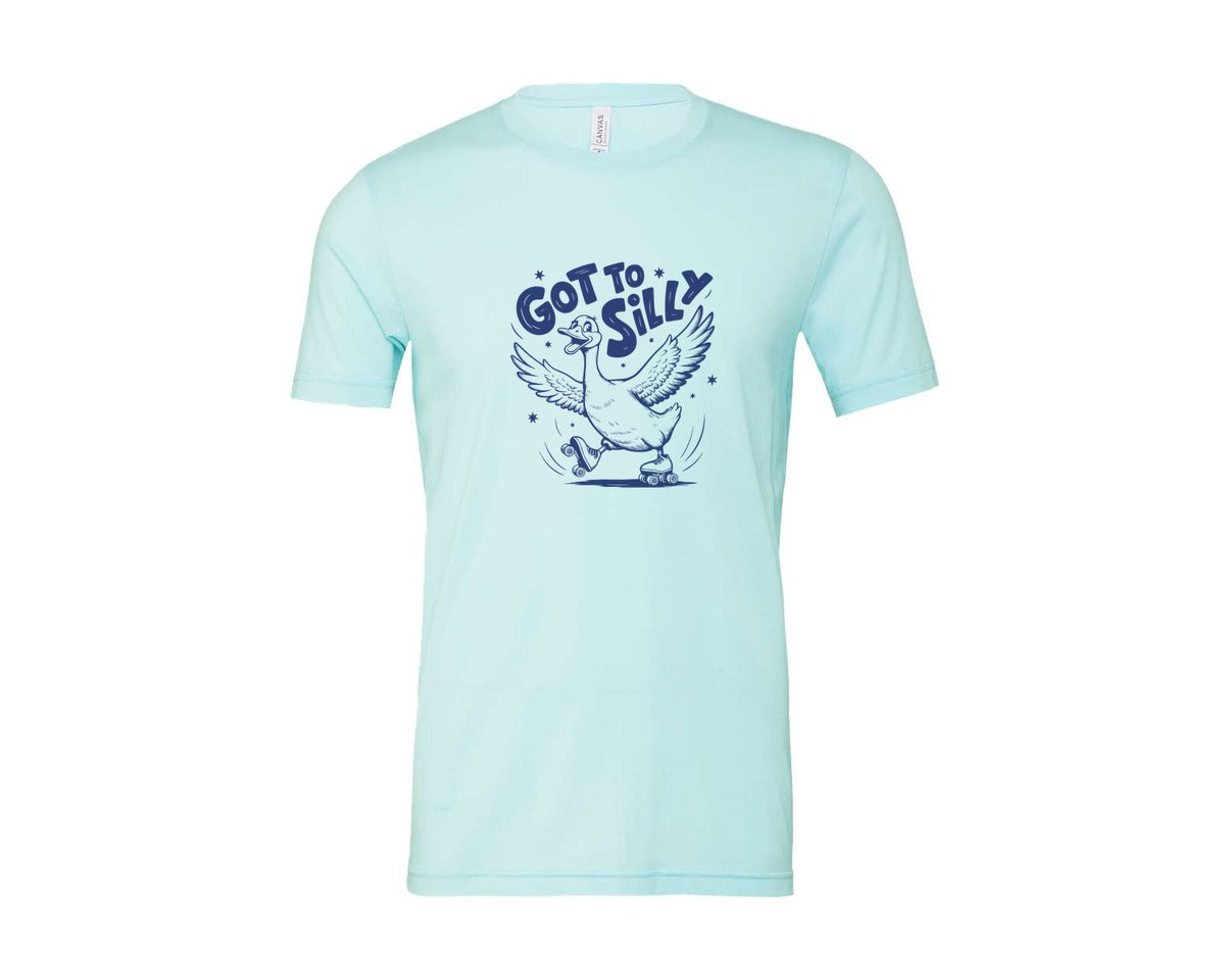 brand:Bella Canvas|color:Heather Ice Blue|Funny Goose Got Too Silly Design Graphic T-Shirt