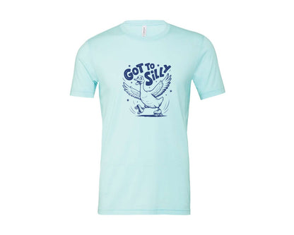 brand:Bella Canvas|color:Heather Ice Blue|Funny Goose Got Too Silly Design Graphic T-Shirt