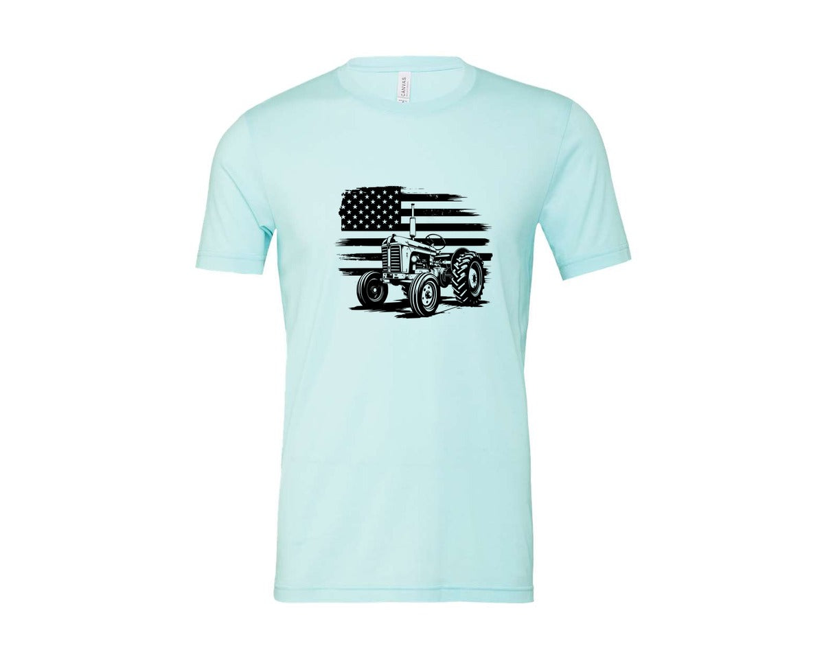 brand:Bella Canvas|color:Heather Ice Blue|Tractor Flag Vector T Shirt Design Graphic T-Shirt