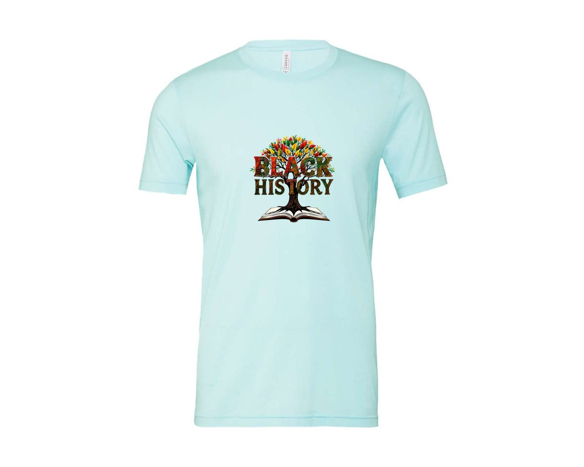 brand:Bella Canvas|color:Heather Ice Blue|Black History Month Tree Of Knowledge Graphic T-Shirt