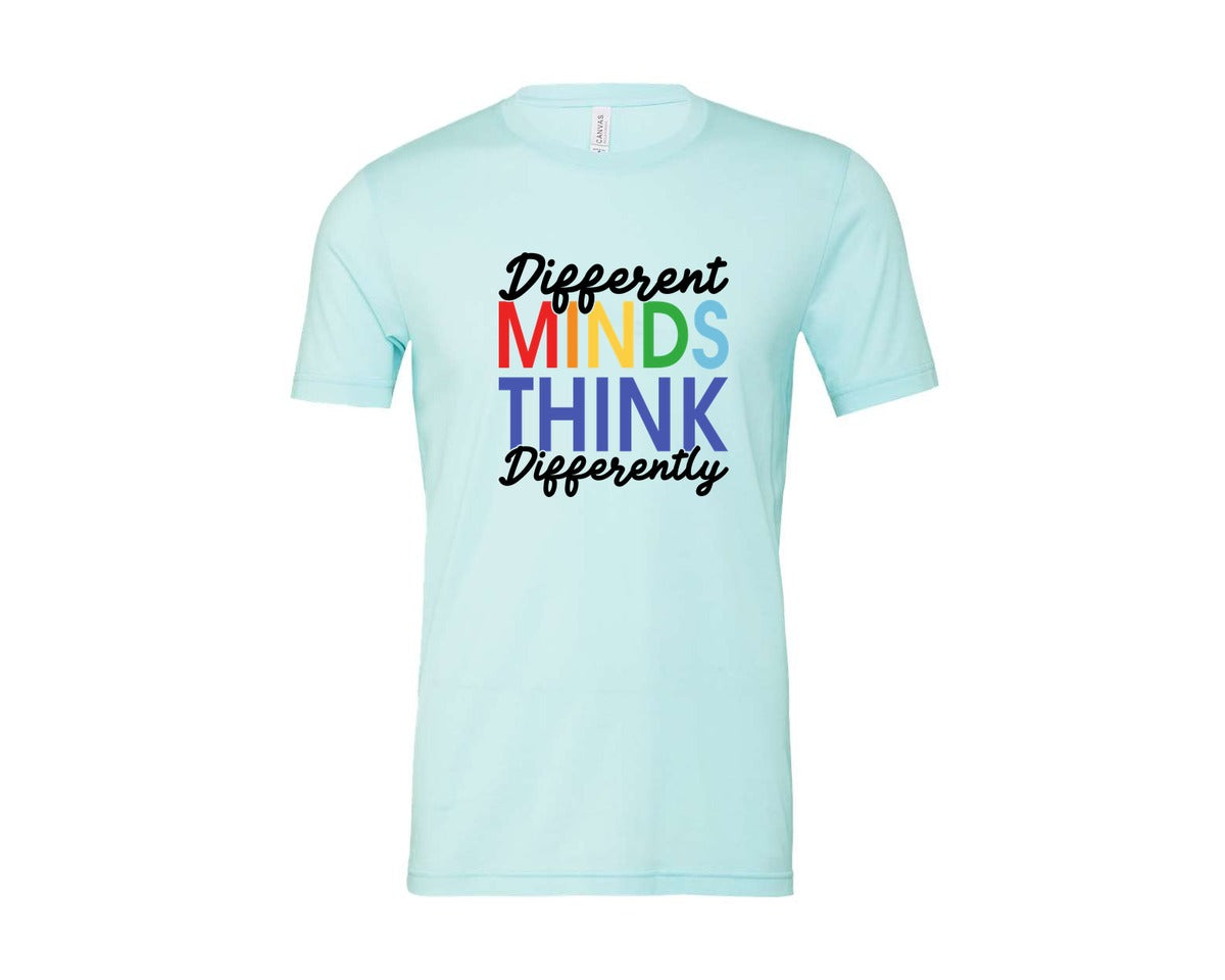 brand:Bella Canvas|color:Heather Ice Blue|Different Minds Autism T Shirt Graphic T-Shirt