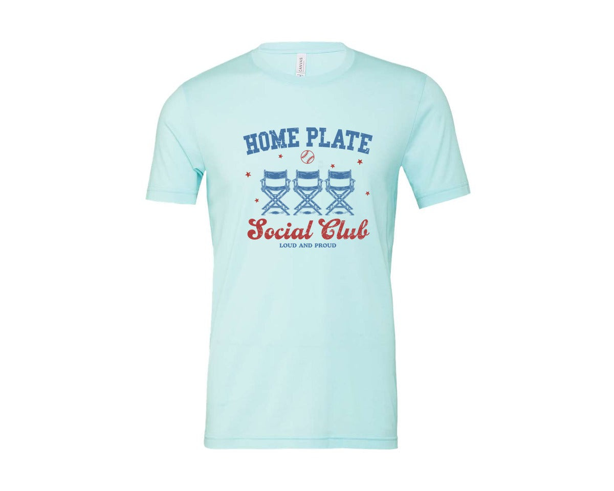 brand:Bella Canvas|color:Heather Ice Blue|Vintage Baseball Home Plate Social Club Graphic T-Shirt