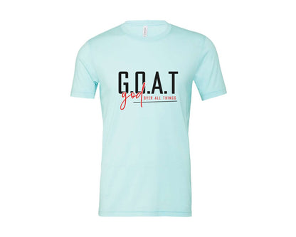 brand:Bella Canvas|color:Heather Ice Blue|God Over All Things Shirt Design Graphic T-Shirt