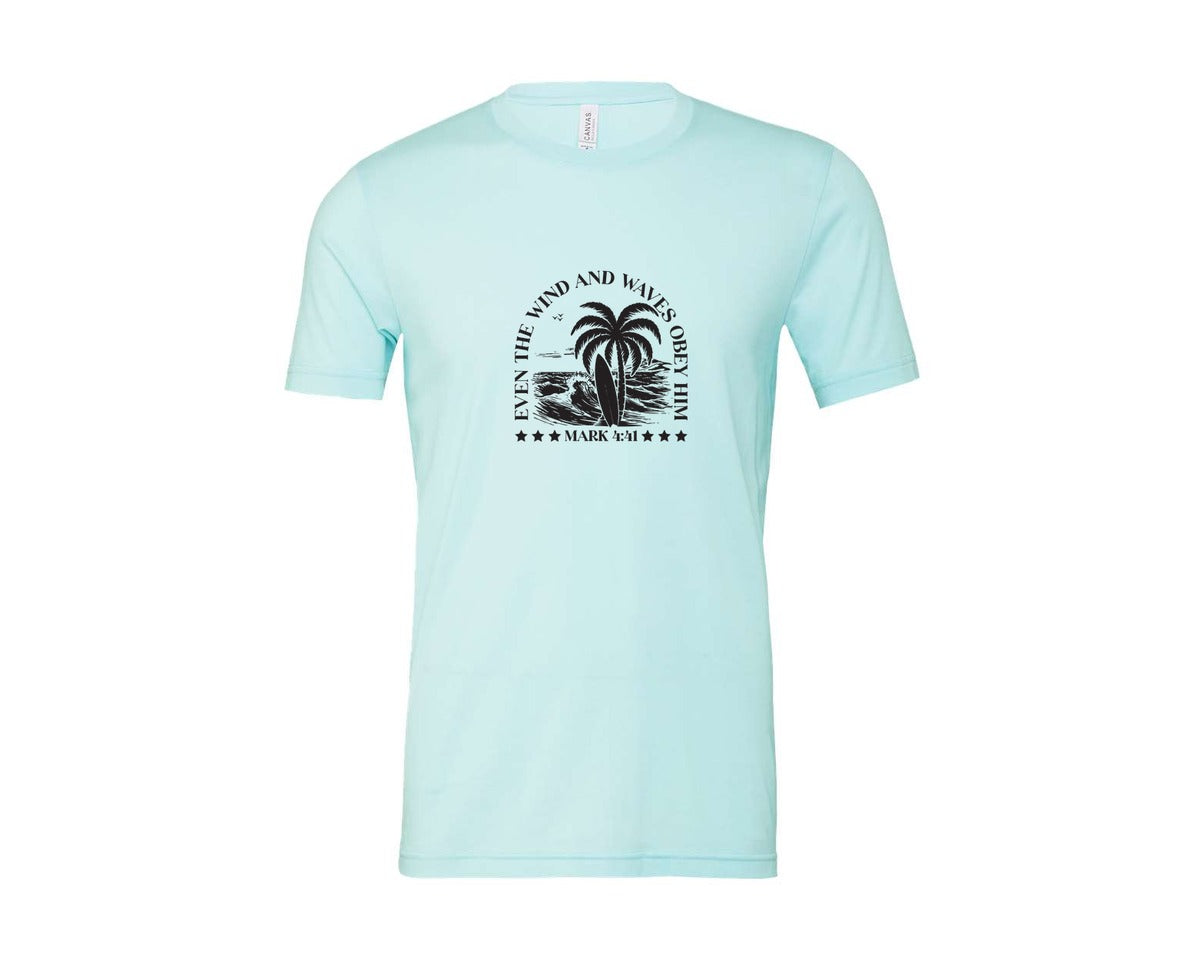 brand:Bella Canvas|color:Heather Ice Blue|Wind And Waves Obey Him Mark 441 Graphic T-Shirt