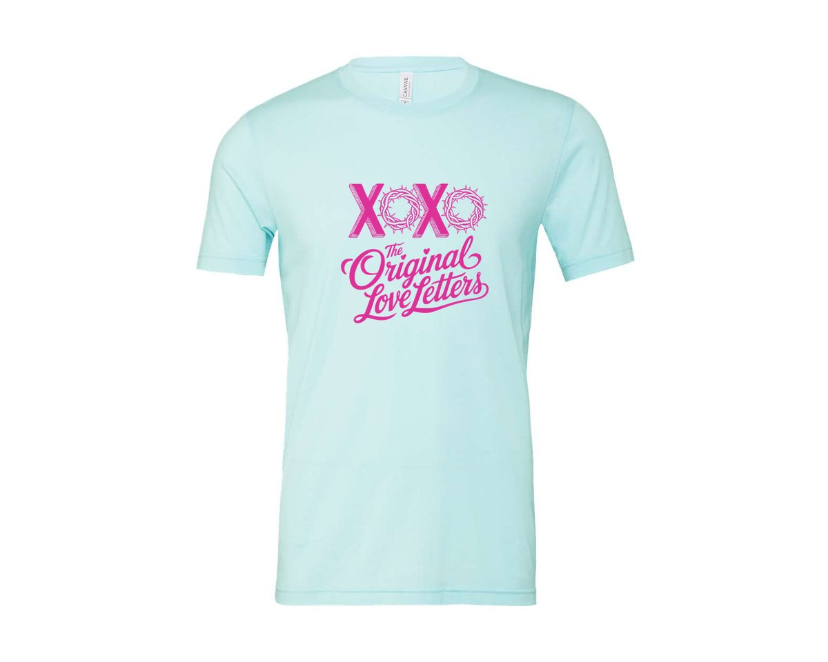 brand:Bella Canvas|color:Heather Ice Blue|Christian Love Religious Valentine Graphic T-Shirt
