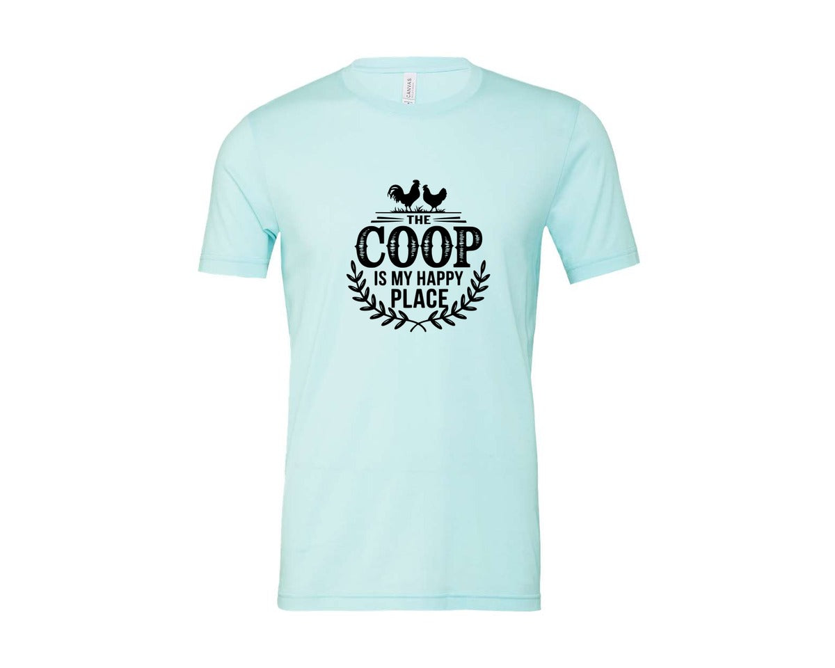 brand:Bella Canvas|color:Heather Ice Blue|The Coop Is My Happy Place T Shirt Desig Graphic T-Shirt