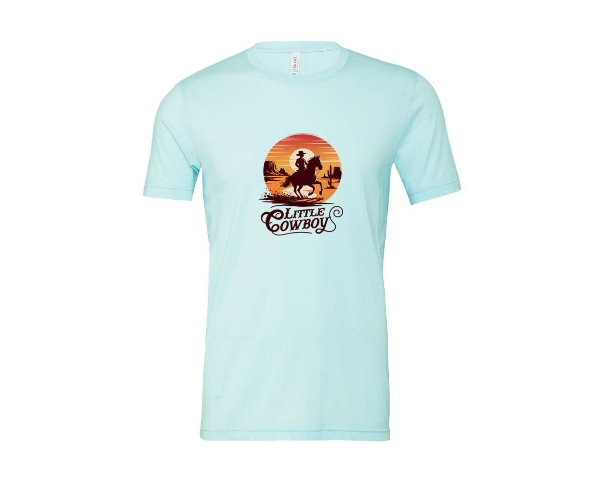 brand:Bella Canvas|color:Heather Ice Blue|Little Cowboy Western Horse Riding 3 Graphic T-Shirt