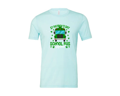 brand:Bella Canvas|color:Heather Ice Blue|St Patricks Day School Bus Squad School 2 Graphic T-Shirt