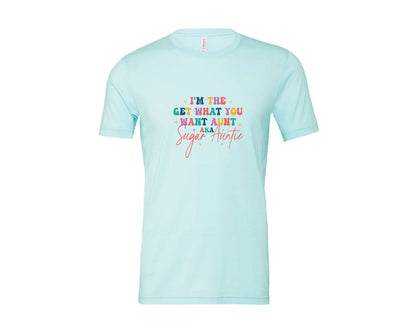 brand:Bella Canvas|color:Heather Ice Blue|Sugar Auntie Im The Get What Graphic T-Shirt