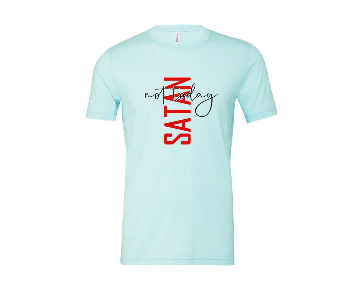 brand:Bella Canvas|color:Heather Ice Blue|Not Today Satan Shirt Design Graphic T-Shirt