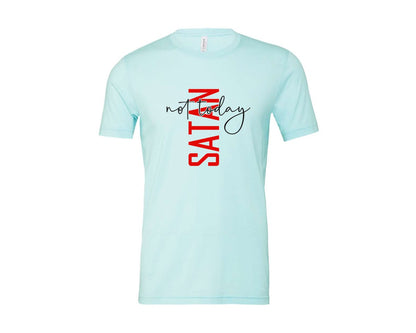 brand:Bella Canvas|color:Heather Ice Blue|Not Today Satan Shirt Design Graphic T-Shirt