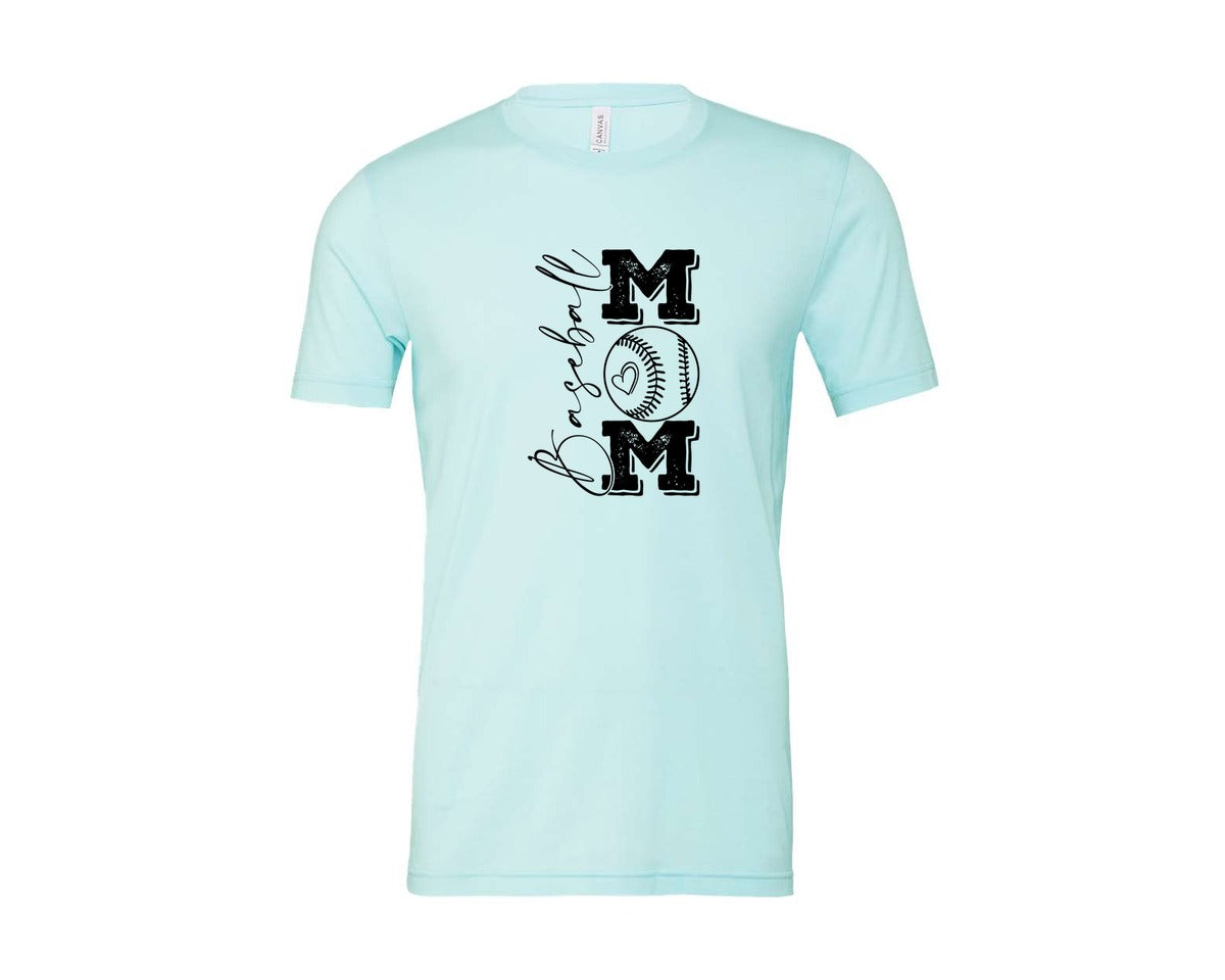brand:Bella Canvas|color:Heather Ice Blue|Baseball Mama 16 Graphic T-Shirt