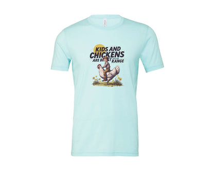 brand:Bella Canvas|color:Heather Ice Blue|Kids And Chickens Vintage Farm Graphic T-Shirt